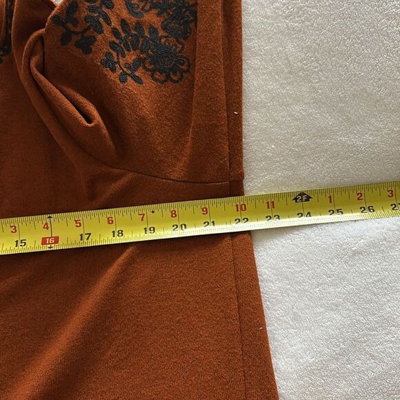 NWT Rod’s Western Tunic Shirt Rust Embroidered Black Bell Sleeves Size XXL - Picture 8 of 9